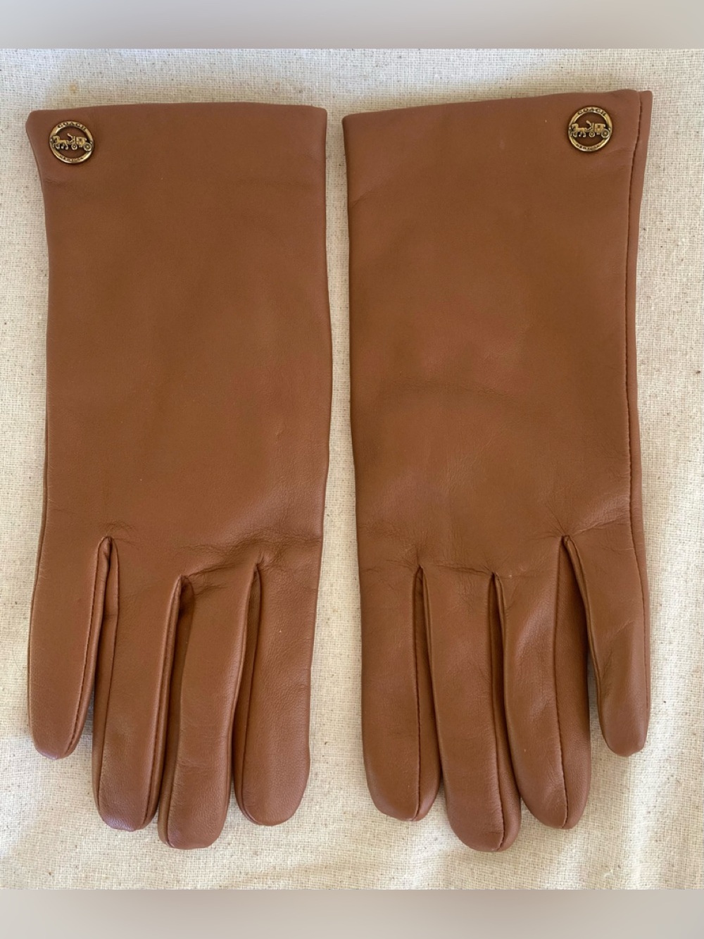 NWOT - Coach Lined Leather Gloves, sz 8